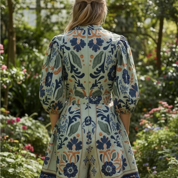 FARM Rio Floral Blue and Green Jumpsuit - Picture 5 of 6